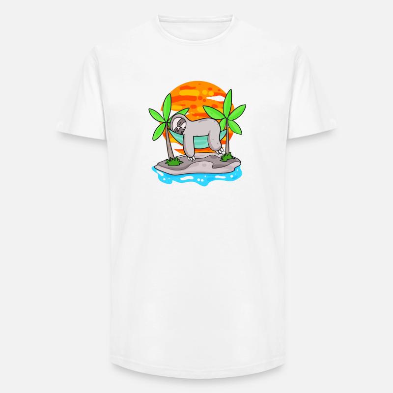 Faultier am Strand - Long Fit Männer T-Shirt - Weiß