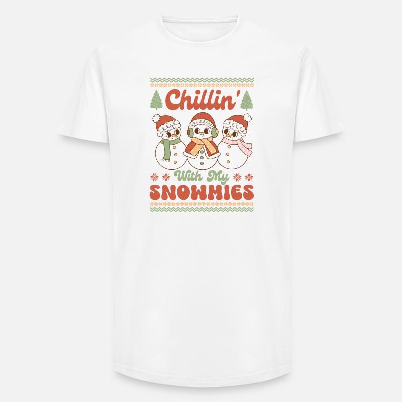 Pull de Noël moche - T-shirt coupe longue homme - blanc