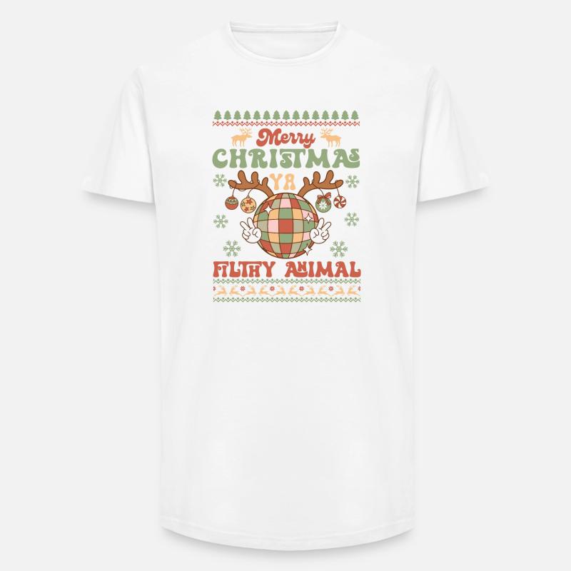 Pull de Noël moche - T-shirt coupe longue homme - blanc