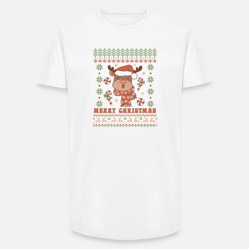 Hässlicher Weihnachtspullover - Long Fit Männer T-Shirt - Weiß