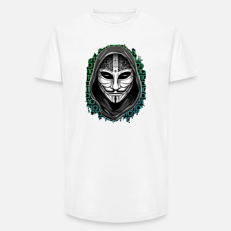 Anonymous Hacker - Long Fit Männer T-Shirt - Weiß