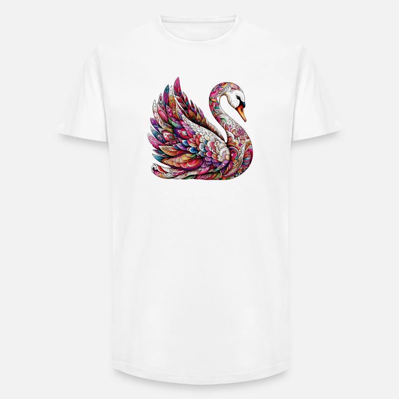 Schwan mit Mandalas verziert - Long Fit Männer T-Shirt - Weiß