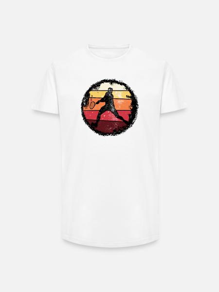 Retro Sunset Tennis Silhouette - Long Fit Men's T-Shirt - white