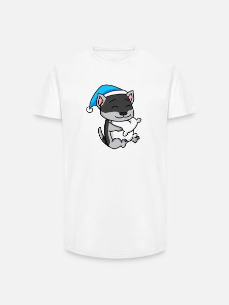 Siberian Husky Sleeping Fatigue Dog - Long Fit Men's T-Shirt - white