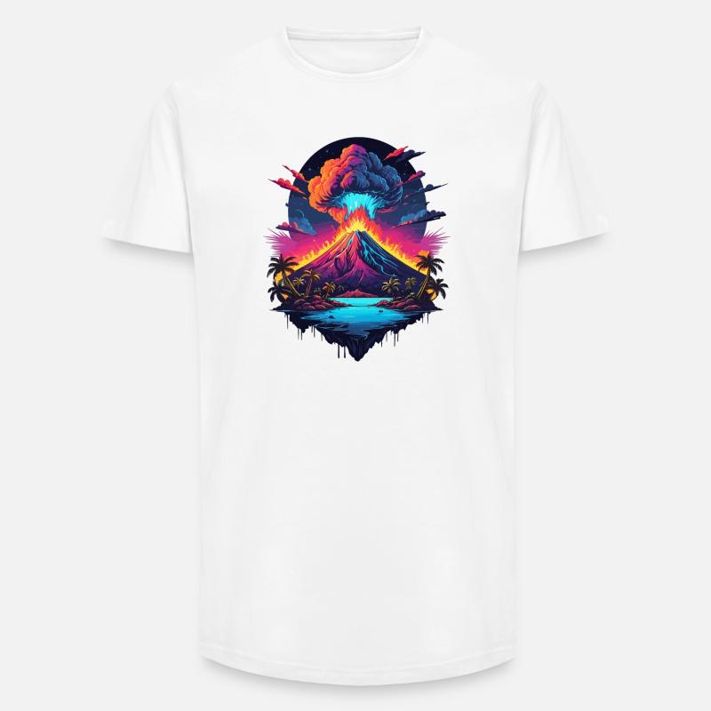 Vulkan Ausbruch - Long Fit Männer T-Shirt - Weiß