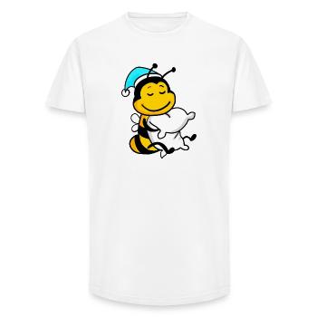 Abeille avec oreiller et bonnet somnolent - T-shirt coupe longue homme - blanc - Devant - AI Model Male 185 light (185cm)