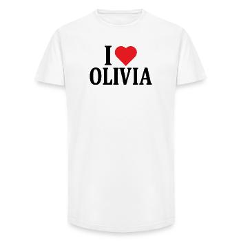 t-shirt I love Olivia t-shirt gift idea - Long Fit Men's T-Shirt - white - Front - AI Model Male 185 light (185cm)