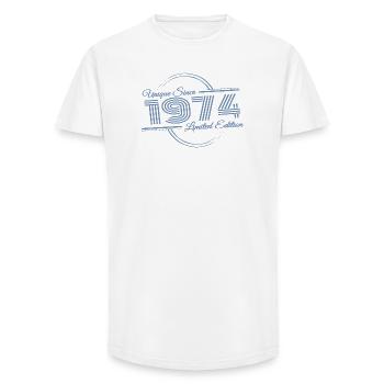 Einzigartig seit Jahrgang 1974 Retro - Long Fit Männer T-Shirt - Weiß - Vorne - AI Model Male 185 light (185cm)