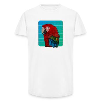 Red Macaw Parrot Gouache Painting - Long Fit Men's T-Shirt - white - Front - AI Model Male 185 light (185cm)