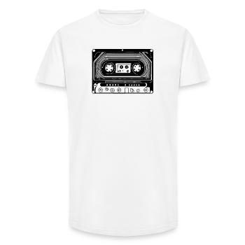 Cassette audio design rétro noir - T-shirt coupe longue homme - blanc - Devant - AI Model Male 185 light (185cm)