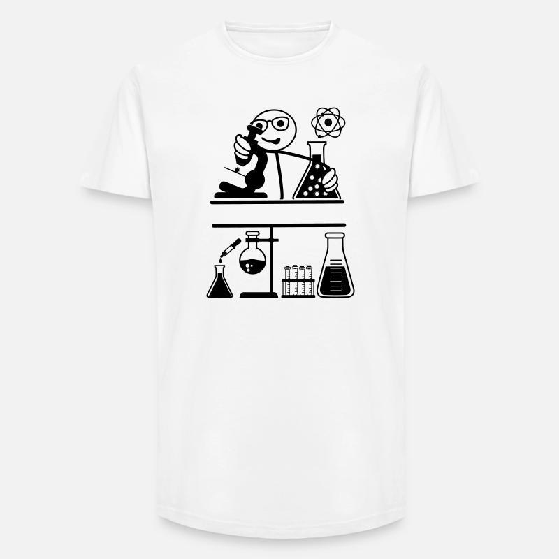 Lab with stickmen looking into microscope - Long Fit Men's T-Shirt - white