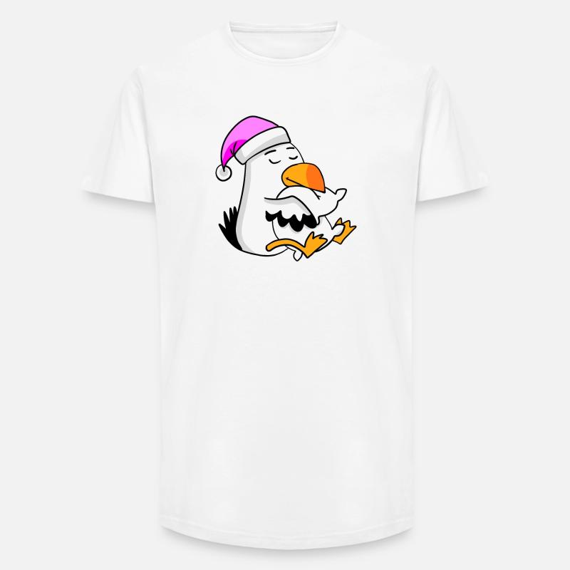 Möwe Müde Ausschlafen Schlafen Mädchen - Long Fit Männer T-Shirt - Weiß