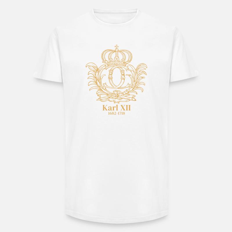 Karl XII - Monogram - T-shirt herr med lång passform - vit