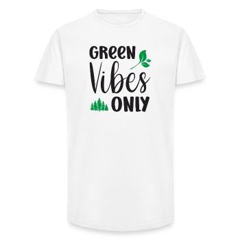 Uniquement des vibrations vertes - T-shirt coupe longue homme - blanc - Devant - AI Model Male 185 light (185cm)