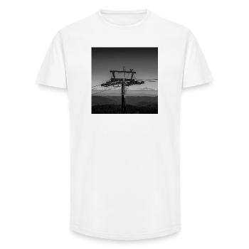 Cable car pillar Feldberg Black Forest Poster Berg - Long Fit Men's T-Shirt - white - Front - AI Model Male 185 light (185cm)