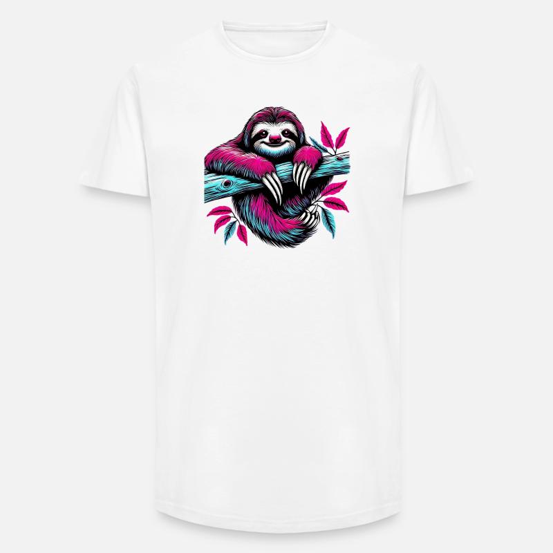 Faultier - Long Fit Männer T-Shirt - Weiß