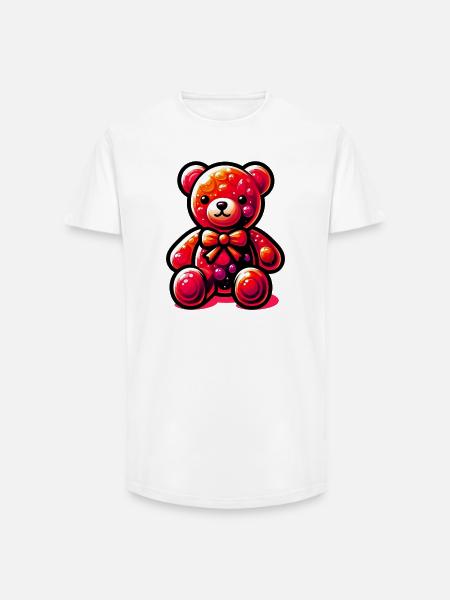 Bear - Long Fit Men's T-Shirt - white