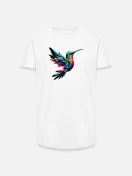 Hummingbird - Long Fit Men's T-Shirt - white