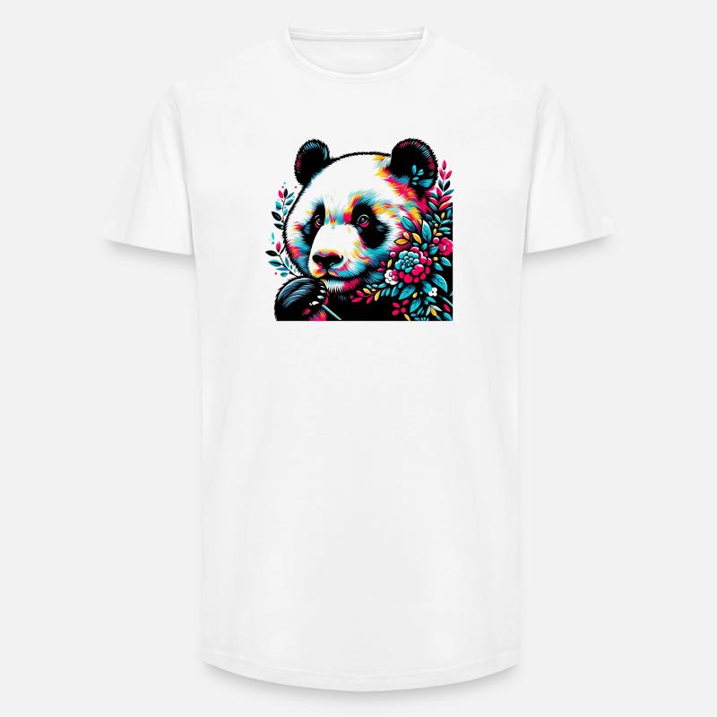 Panda - Long Fit Männer T-Shirt - Weiß