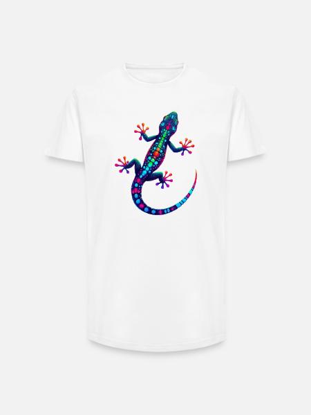 Gecko - Long Fit Men's T-Shirt - white