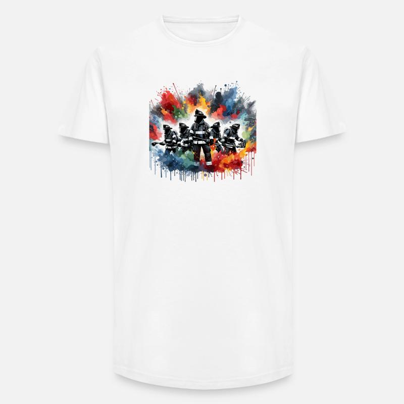 Feuerwehrhelden im Farbschauer - Long Fit Männer T-Shirt - Weiß