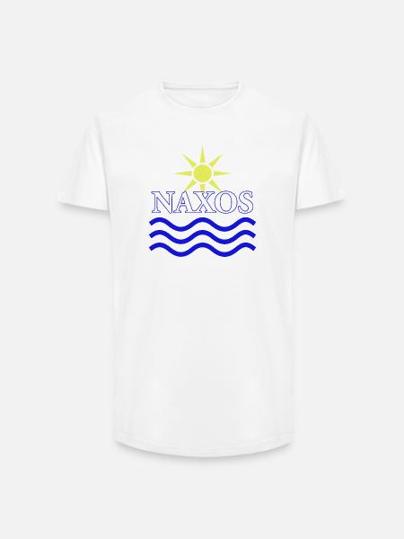 Naxos Sun and Waves Logo Design - Long Fit Men's T-Shirt - white