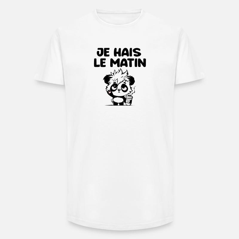 Ich hasse den morgendlichen Panda - Long Fit Männer T-Shirt - Weiß