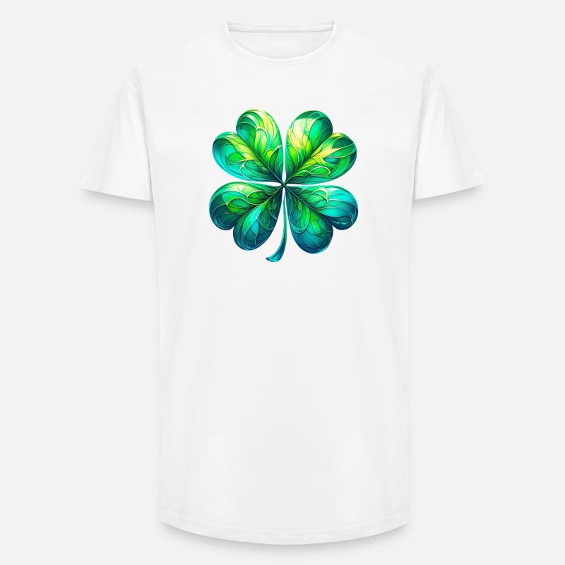 Vierblättriges Kleeblatt - Long Fit Männer T-Shirt - Weiß