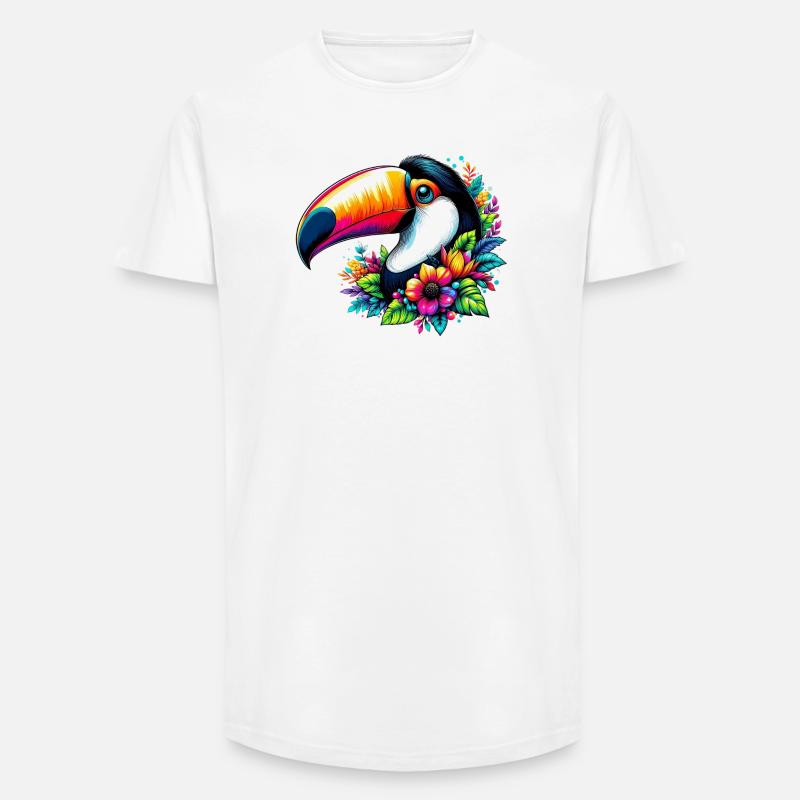 Tukan - Long Fit Männer T-Shirt - Weiß