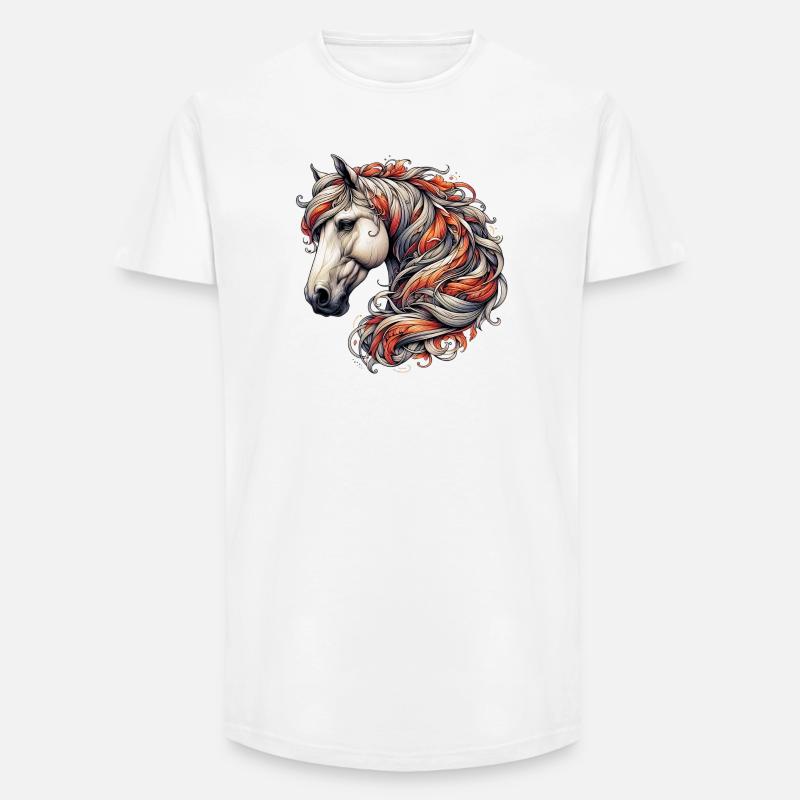 Pferd - Long Fit Männer T-Shirt - Weiß