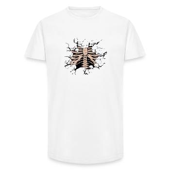 t-shirt squelette - T-shirt coupe longue homme - blanc - Devant - AI Model Male 185 light (185cm)