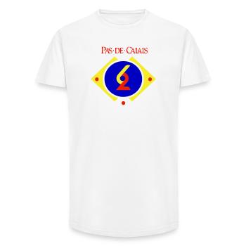 Pas de Calais - T-shirt coupe longue homme - blanc - Devant - AI Model Male 185 light (185cm)