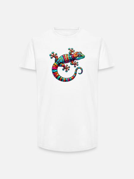 Gecko - Long Fit Men's T-Shirt - white
