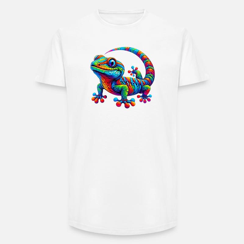 Gecko - Long Fit Männer T-Shirt - Weiß