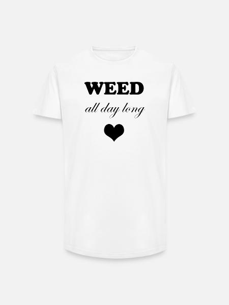 Weed All Day Long Heart - Long Fit Men's T-Shirt - white