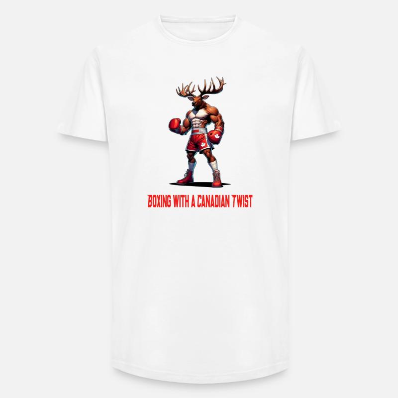 Kanada Elch Box Design - Long Fit Männer T-Shirt - Weiß