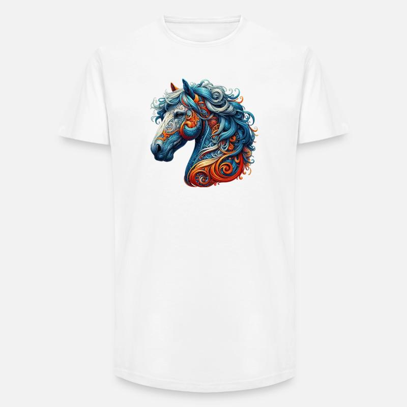 Pferd - Long Fit Männer T-Shirt - Weiß