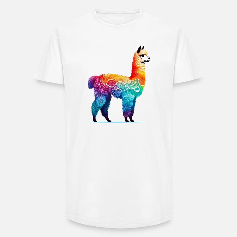 Alpaca - Long Fit Men's T-Shirt - white