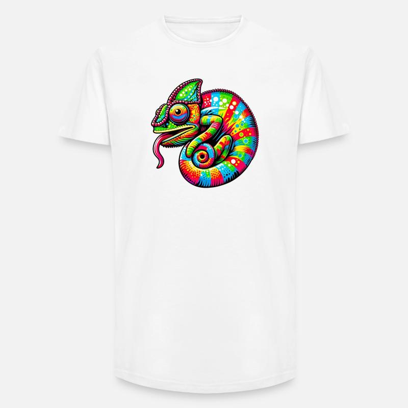 Caméléon - T-shirt coupe longue homme - blanc
