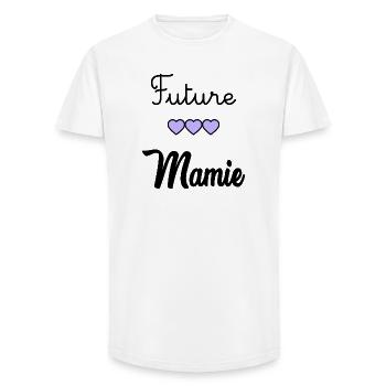 FUTURE MAMIE - T-shirt coupe longue homme - blanc - Devant - AI Model Male 185 light (185cm)
