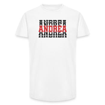 t-shirt Andrea t-shirt idée cadeau texte empilé - T-shirt coupe longue homme - blanc - Devant - AI Model Male 185 light (185cm)