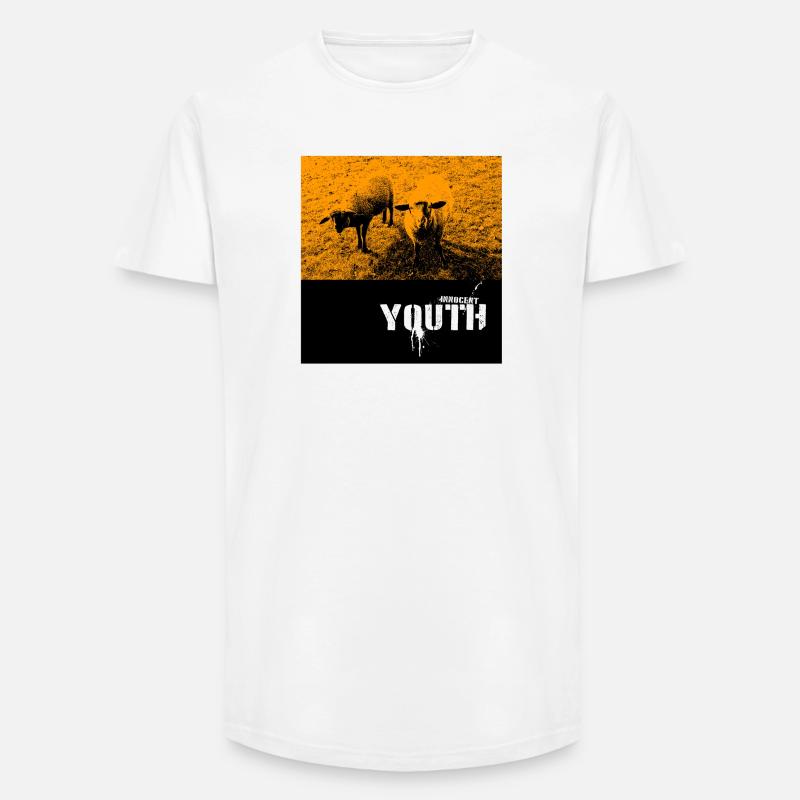 Freche Schafe auf Feld mit Graffiti-Text - Long Fit Männer T-Shirt - Weiß