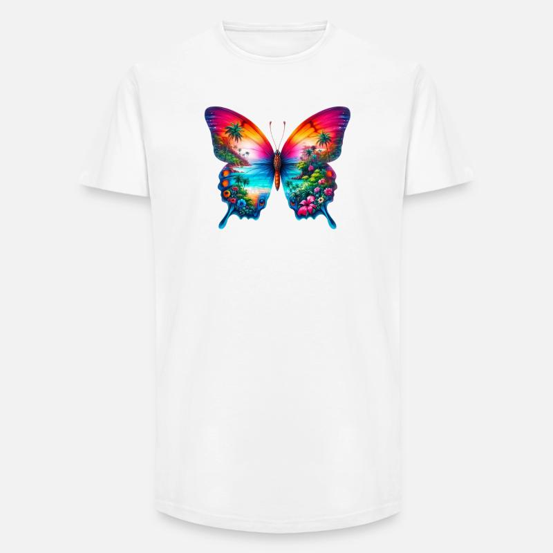Schmetterling - Long Fit Männer T-Shirt - Weiß