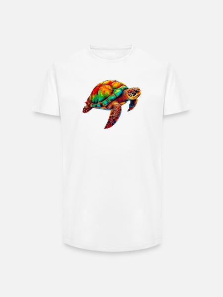 Tortue - T-shirt coupe longue homme - blanc