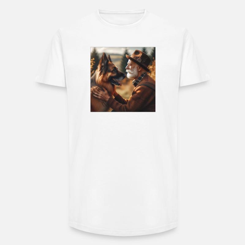 Deutscher Schäferhund Kunst - Long Fit Männer T-Shirt - Weiß