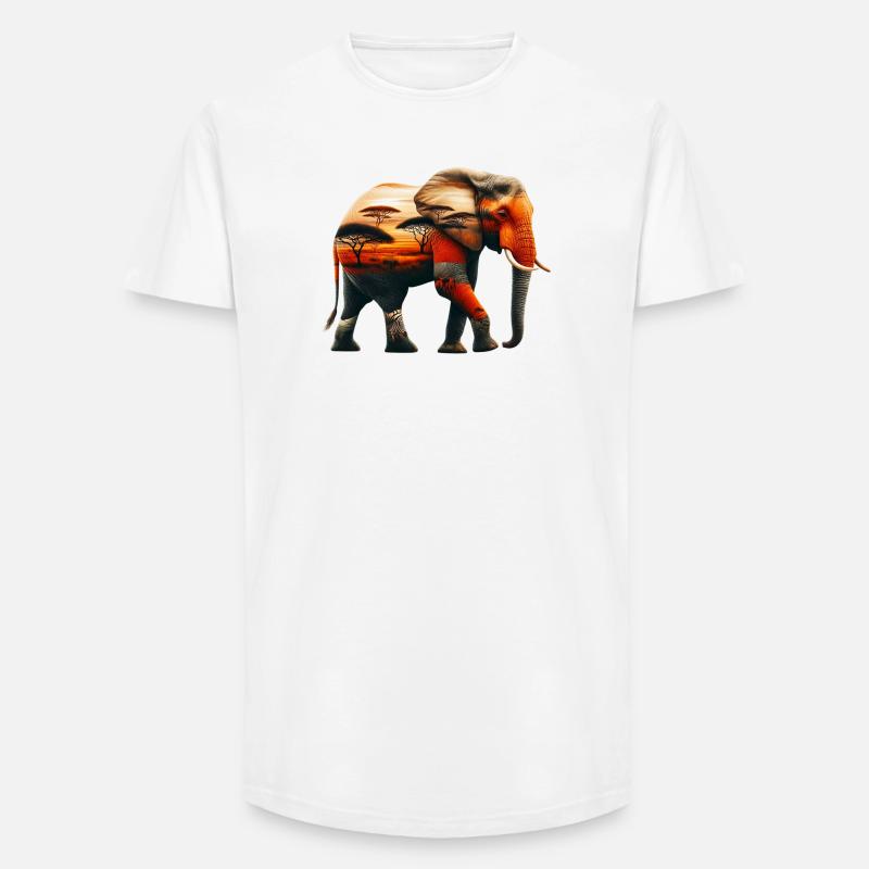 Elefant - Long Fit Männer T-Shirt - Weiß