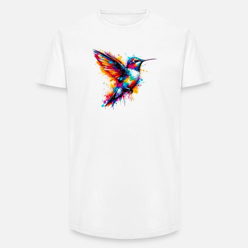 Kolibri - Long Fit Männer T-Shirt - Weiß