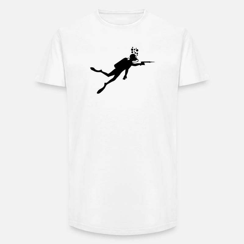 Taucher mit Harpune - Long Fit Männer T-Shirt - Weiß
