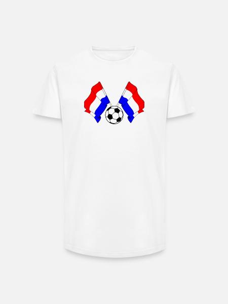 Two Dutch flags with a soccer ball - Long Fit Men's T-Shirt - white