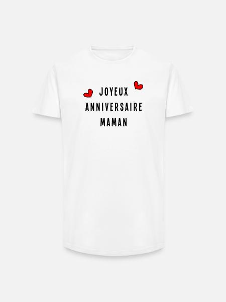 JOYEUX ANNIVERSAIRE MAMAN - T-shirt coupe longue homme - blanc